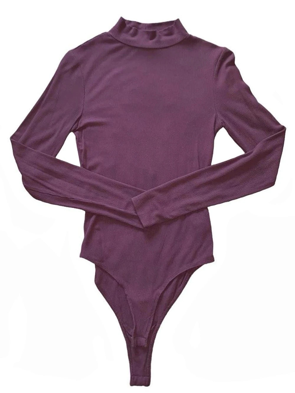 Purple Long Sleeve Mockneck Bodysuit